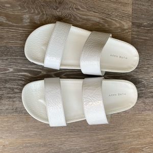 Pure Navy Leather Slides (waterproof)